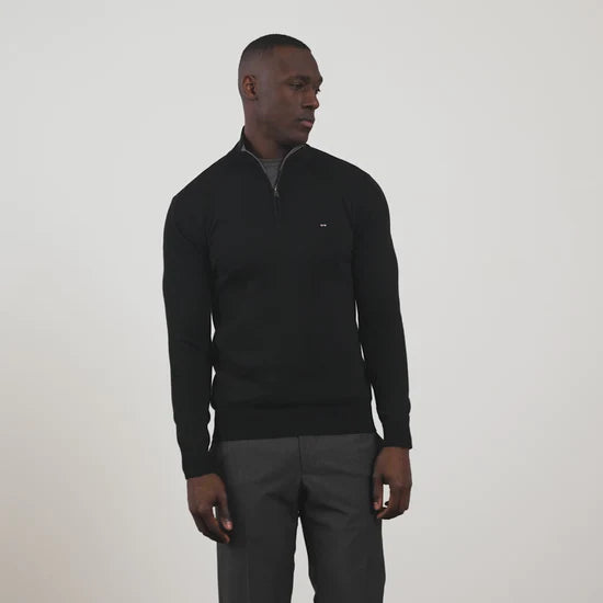 Eden Park Knitwear, in Black cotton Half Zip neck sweater