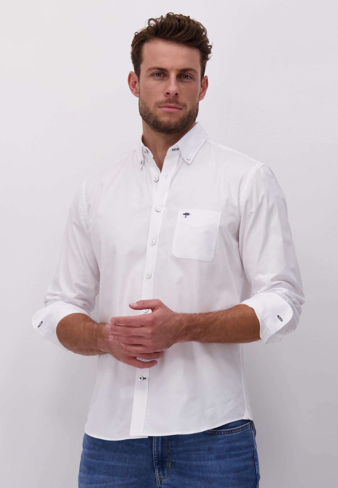 Fynch Hatton, The All Season Oxford Shirt, Long Sleeve, Button Down - White