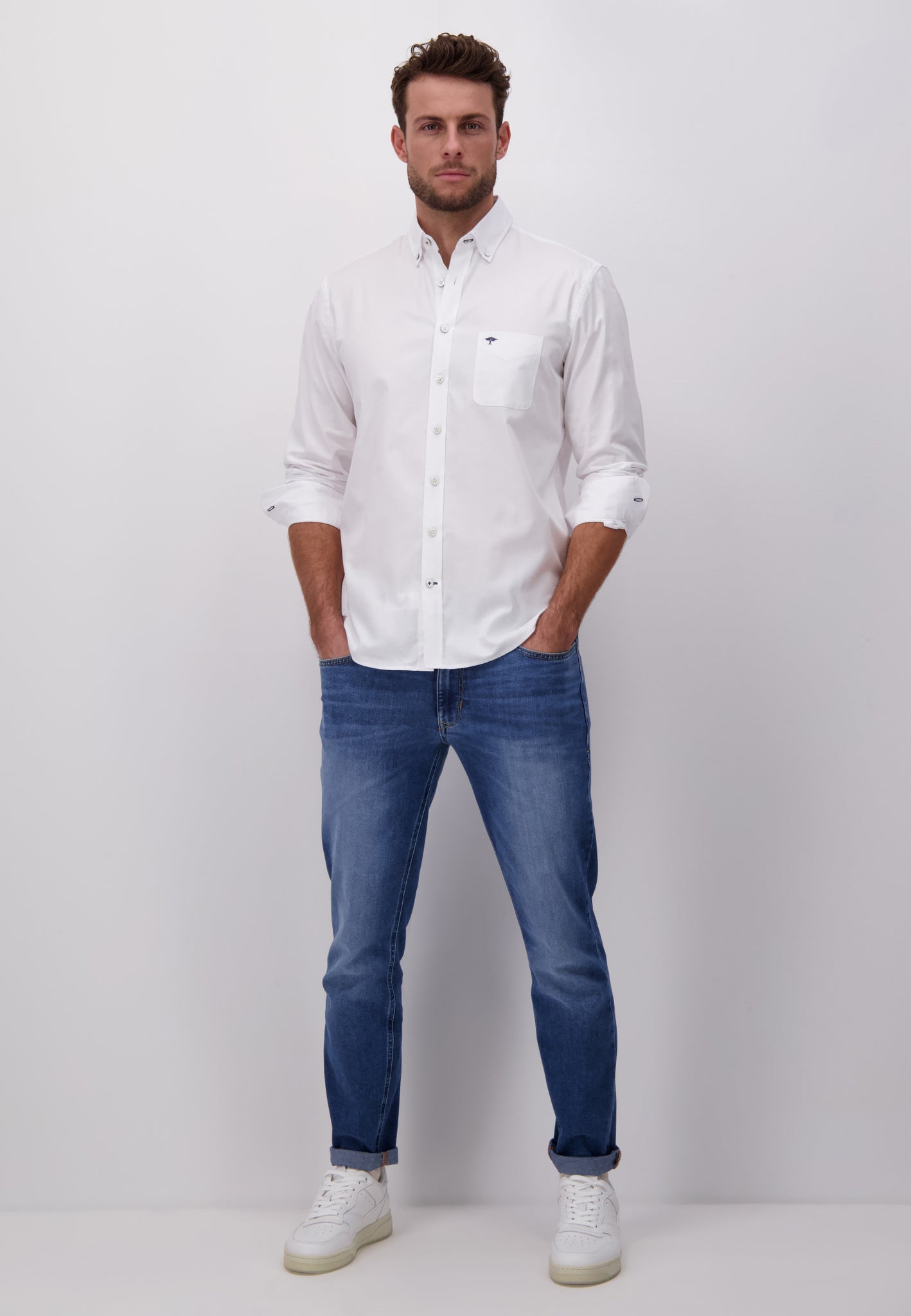 Fynch Hatton, The All Season Oxford Shirt, Long Sleeve, Button Down - White