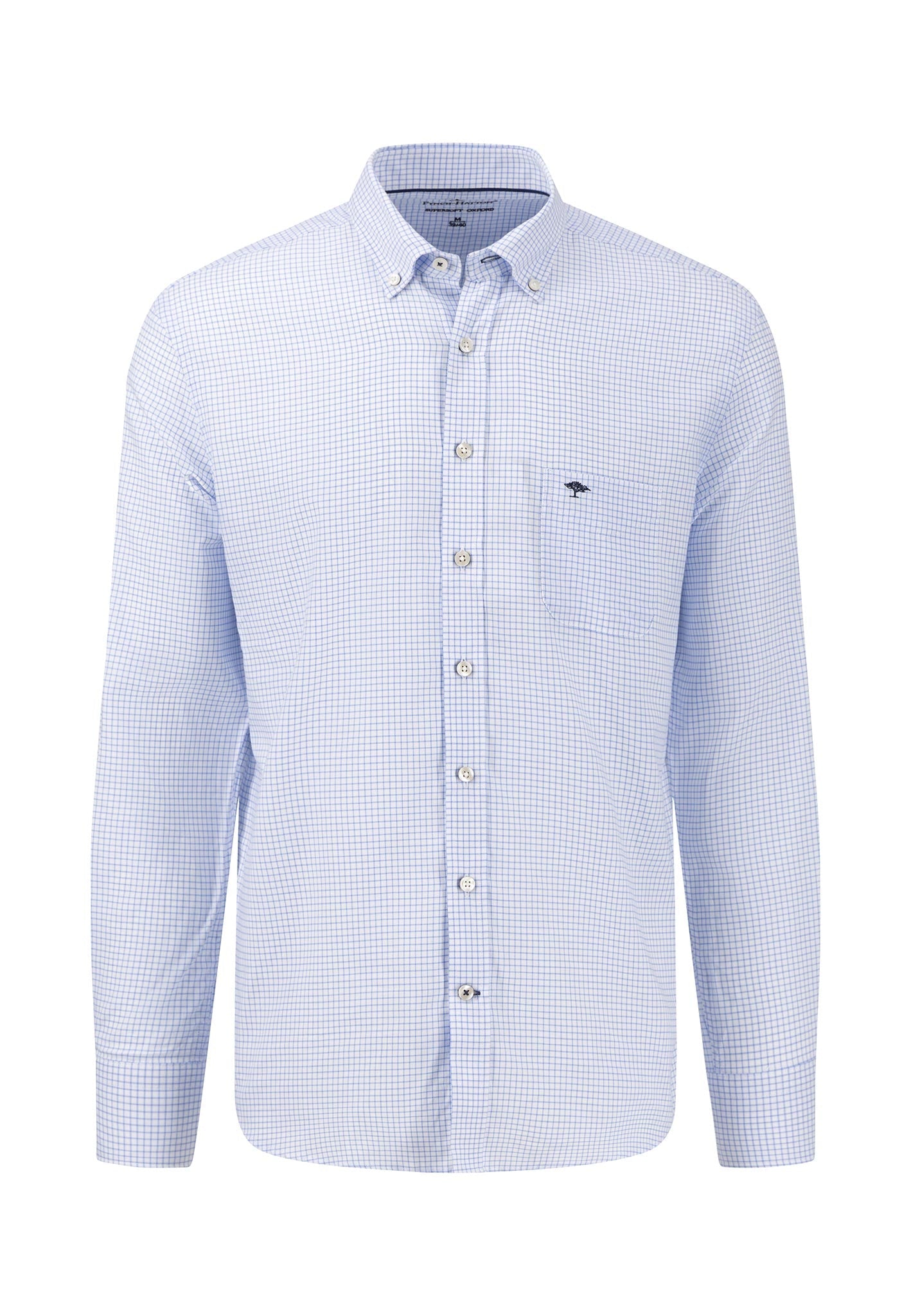Fynch Hatton, The All Season Oxford Shirt, Long Sleeve, Button Down - Lt Blue Check