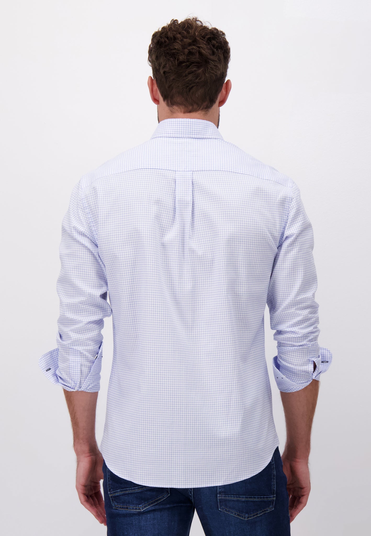 Fynch Hatton, The All Season Oxford Shirt, Long Sleeve, Button Down - Lt Blue Check