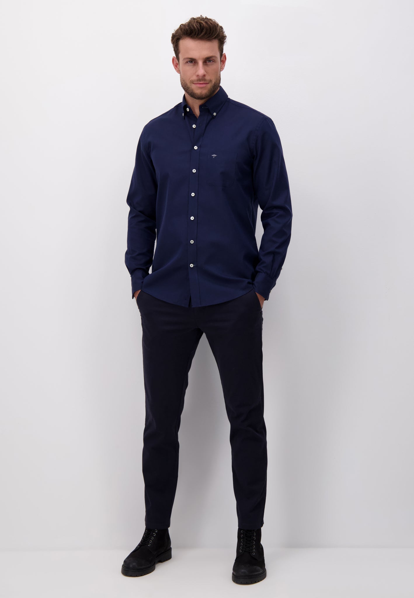 Fynch Hatton, The All Season Oxford Shirt, Long Sleeve, Button Down - Navy