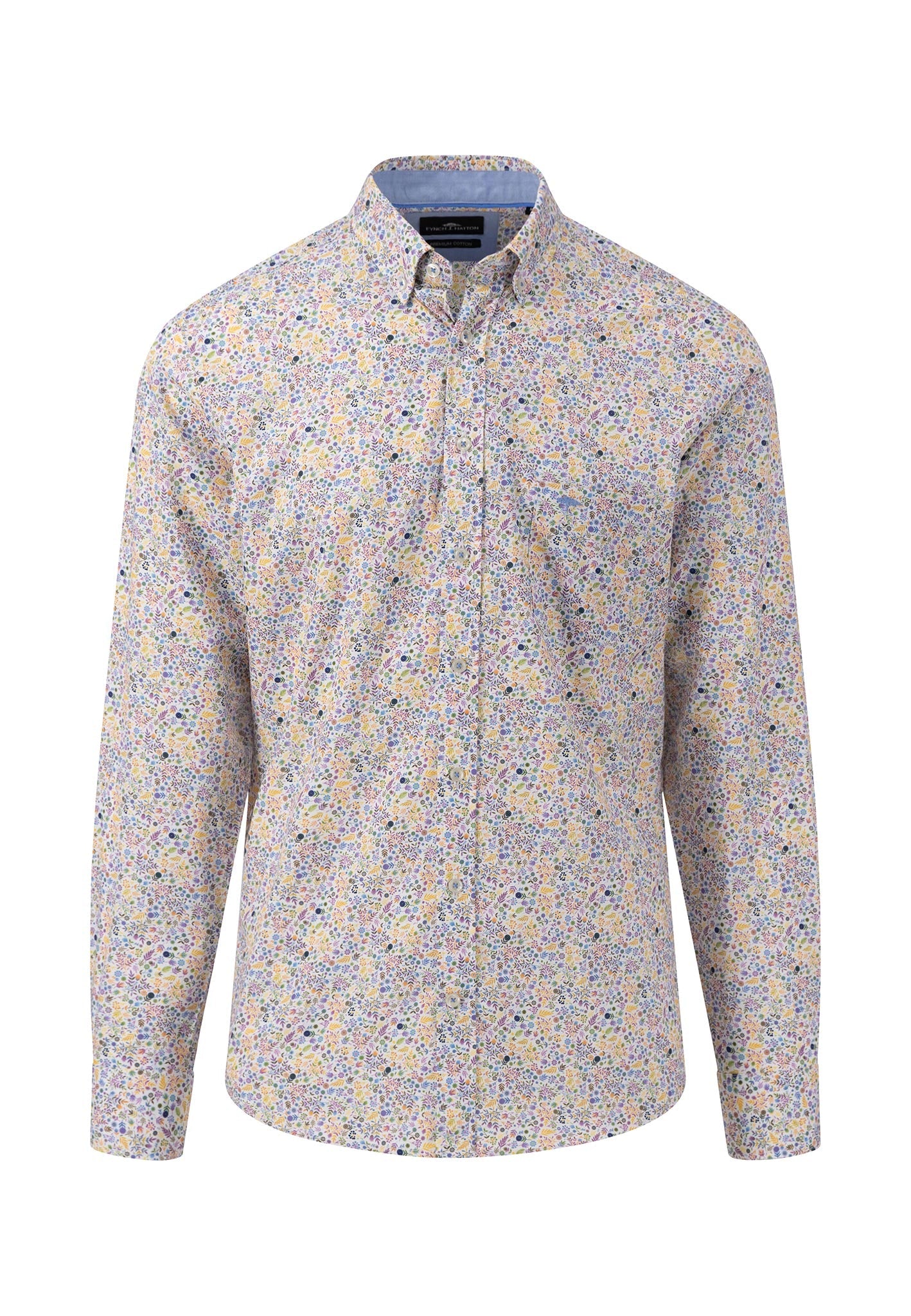 Fynch Hatton Multicolour Shirt, Button Down Long Sleeve Shirt (dusty lavender)