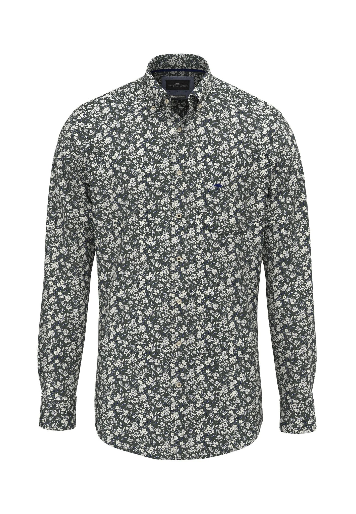 Fynch-Hatton Shirts - Winter Flower Print, Button Down Long Sleeve Shirts