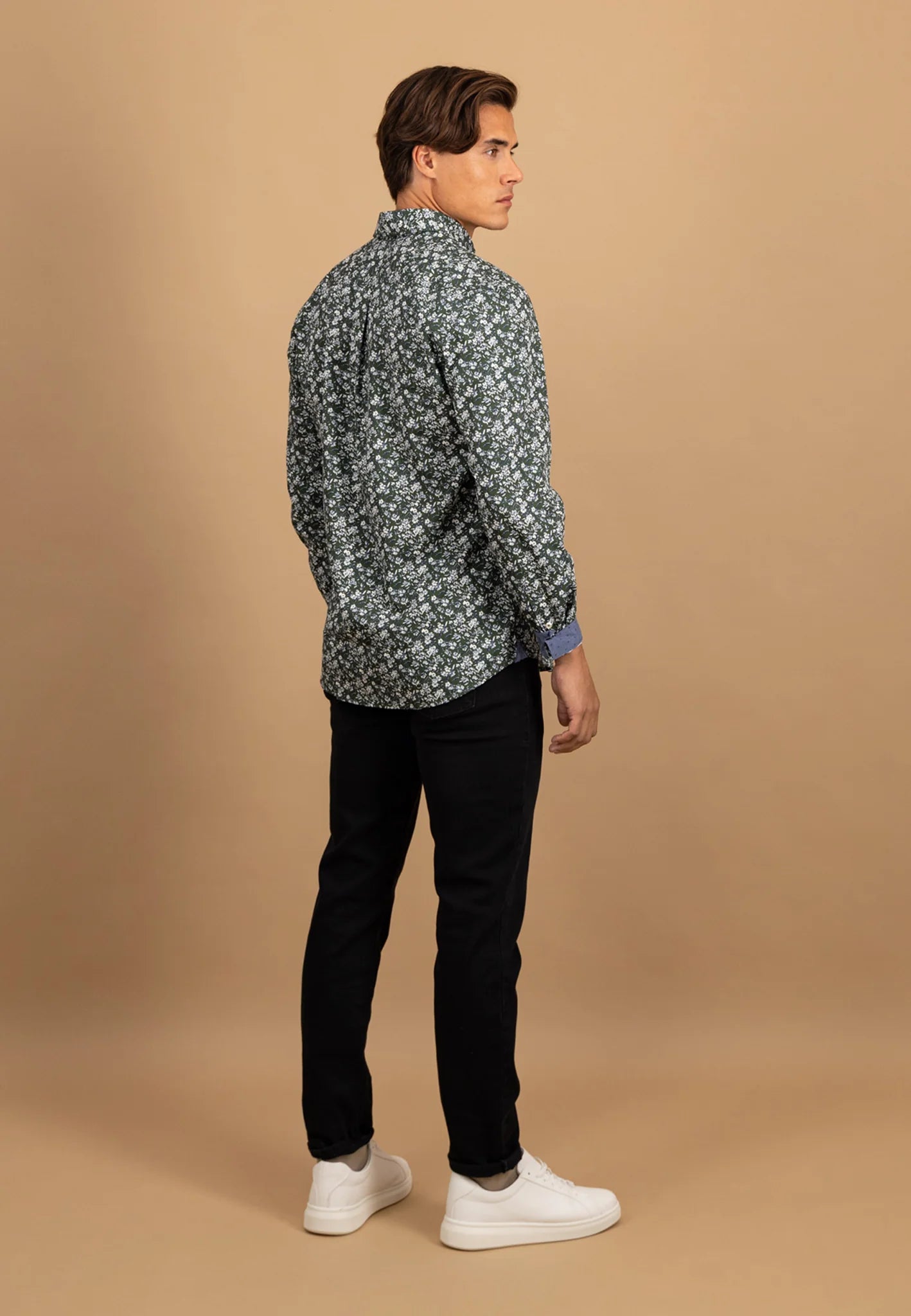 Fynch-Hatton Shirts - Winter Flower Print, Button Down Long Sleeve Shirts