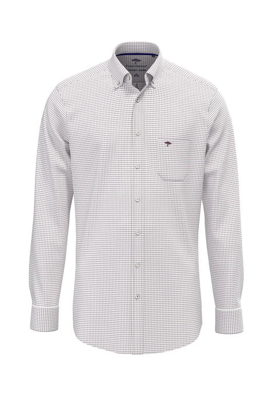 Fynch-Hatton Shirts - Essential Oxford Check, Button Down Long Sleeve Shirts
