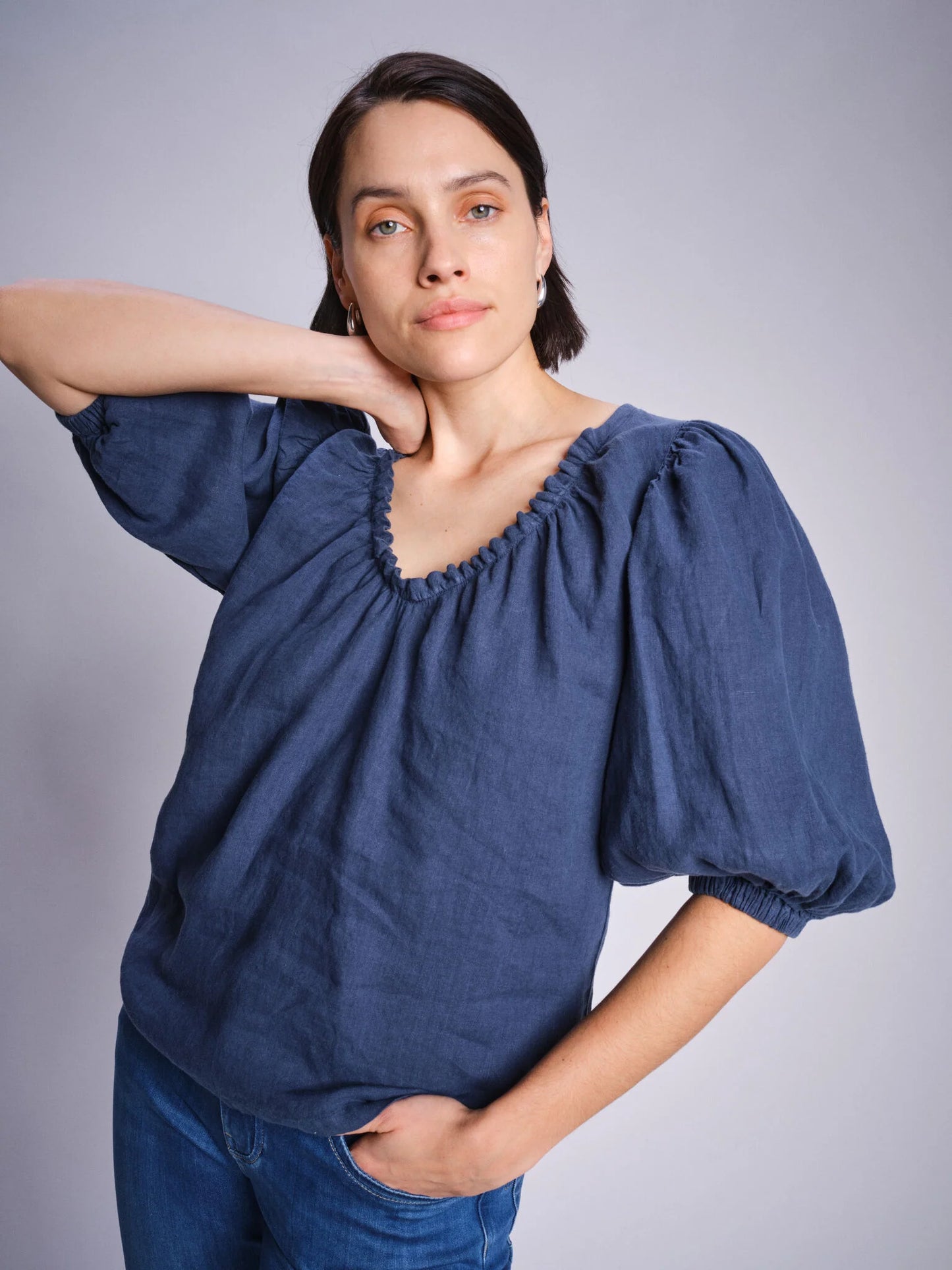 Mos Mosh Ladies, the MMTaissa Linen Blouse in 828 Spellbound