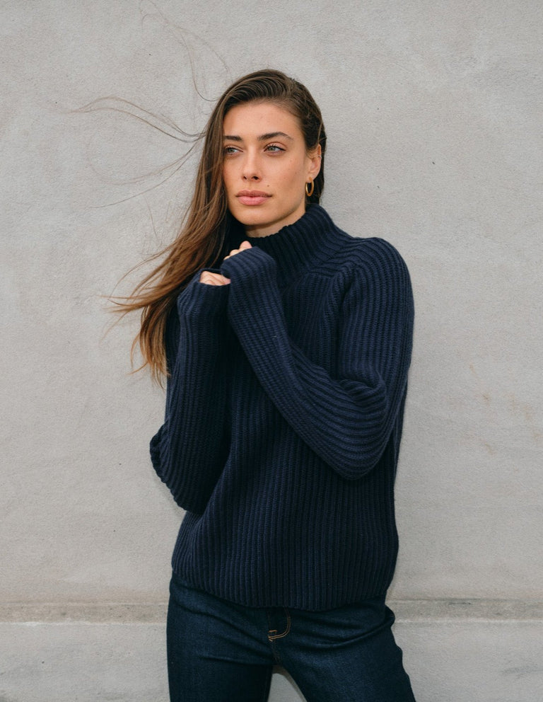 Mos Mosh , Mmthyra Highneck Knit - (468 Salute Navy)