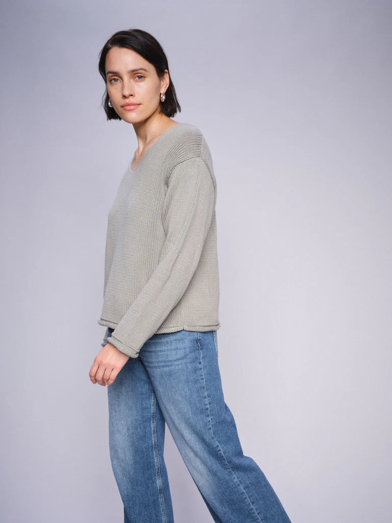 Mos Mosh Ladies, the MMBine LS V-neck Knit in 829 Shadow