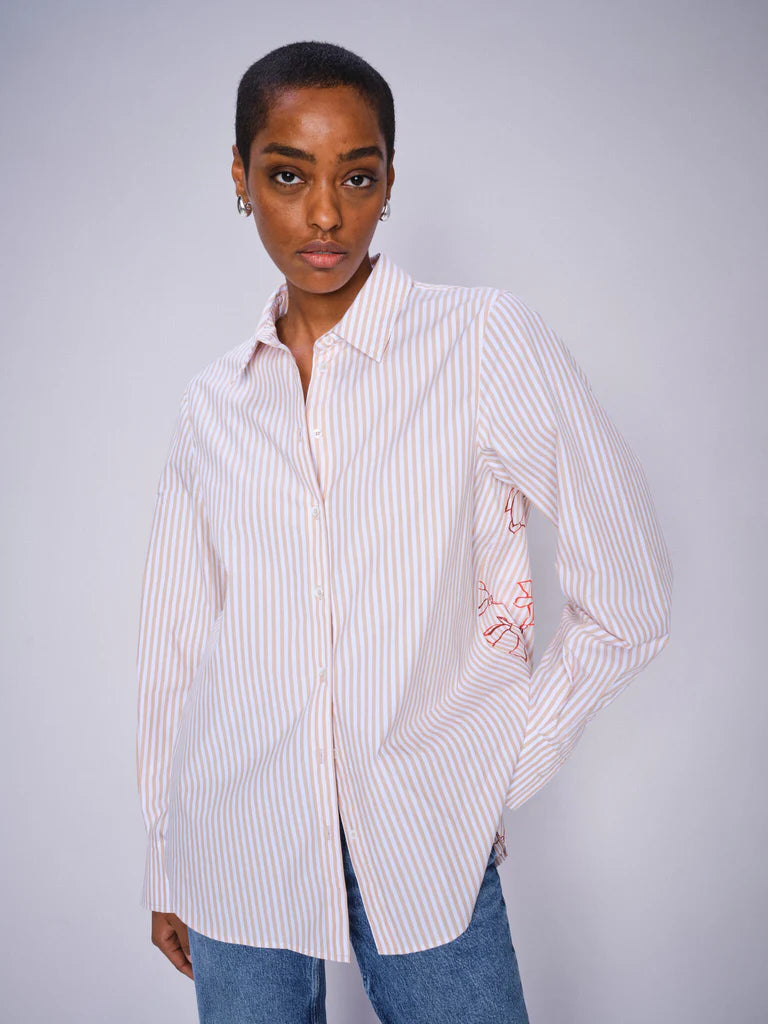 Mos Mosh Ladies, the MMElinda Leafy Stripe Shirt in 123 Sesame