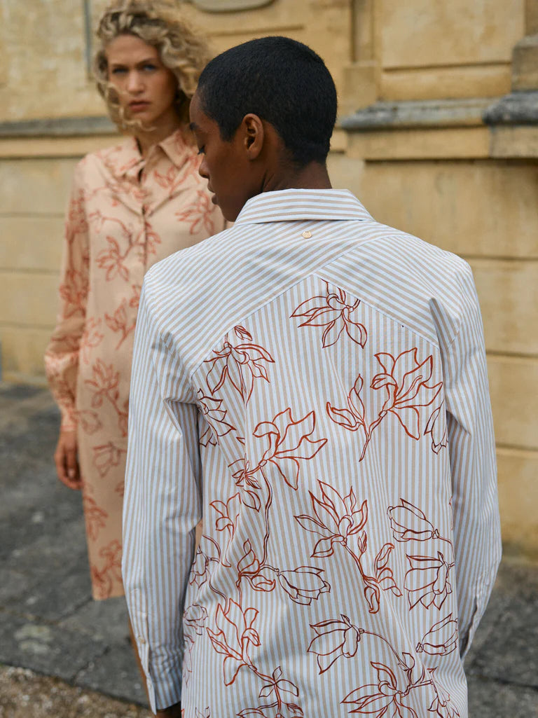 Mos Mosh Ladies, the MMElinda Leafy Stripe Shirt in 123 Sesame