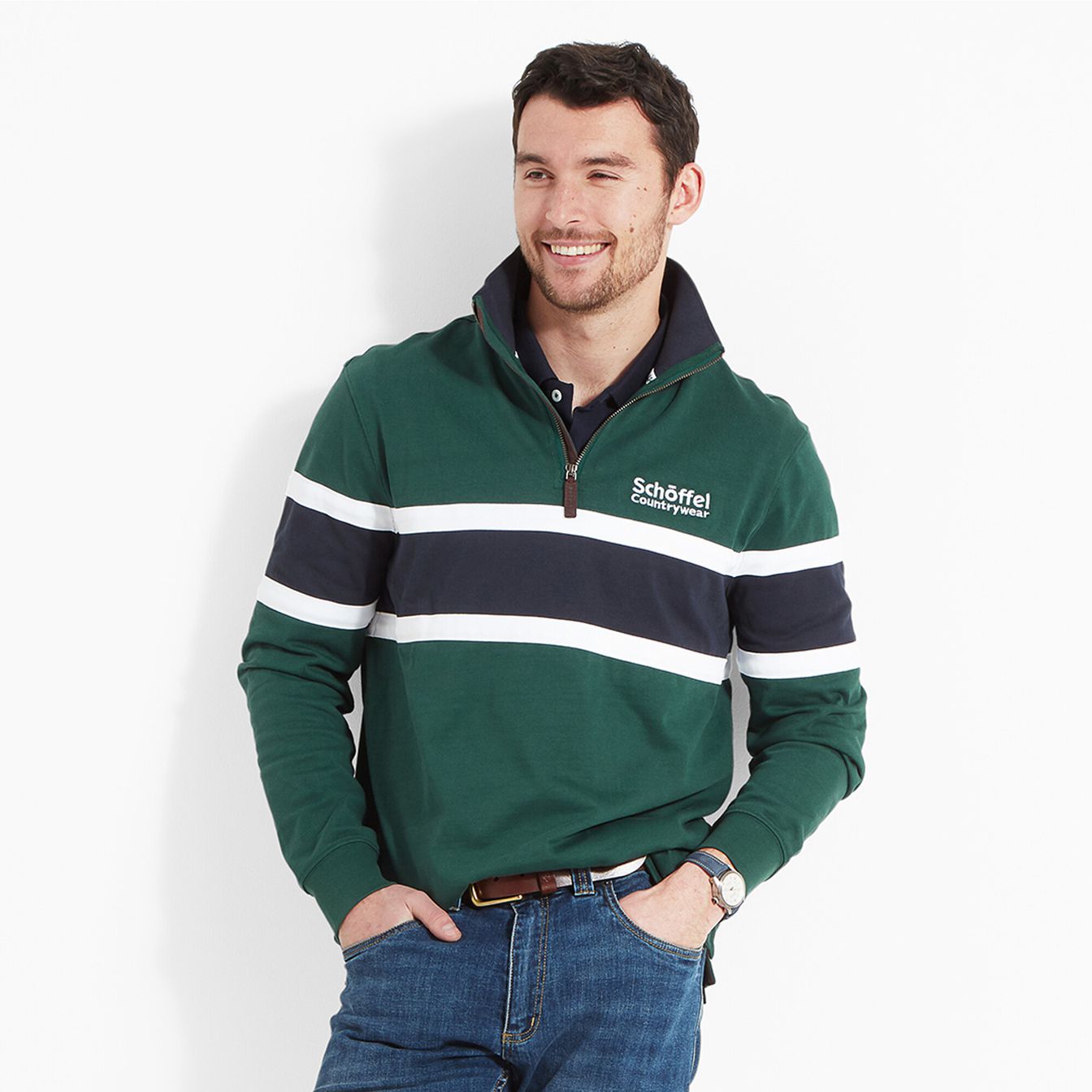 Schoffel Exmouth Heritage 1/4 Zip (Pine Green 6685)