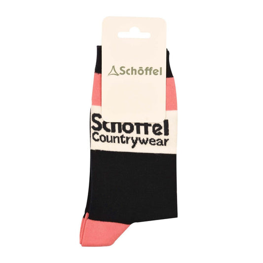 Schoffel Ladies, The Ladies Single Cotton Sock (Pink Countrywear Logo-0084)