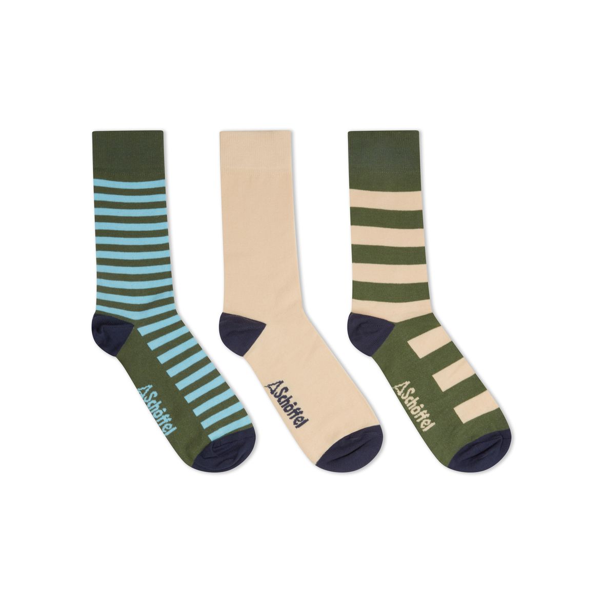 Schoffel Bamboo Sock (Box Of 3) (Cedar Stripe 1180)