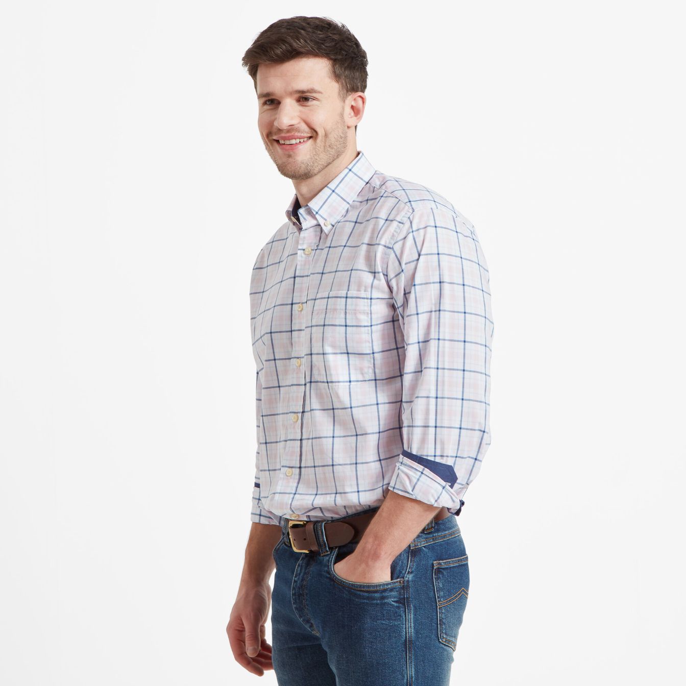 Schoffel Polstead Classic Shirt (French Navy/Pale Blue/Pale Pink 8002)