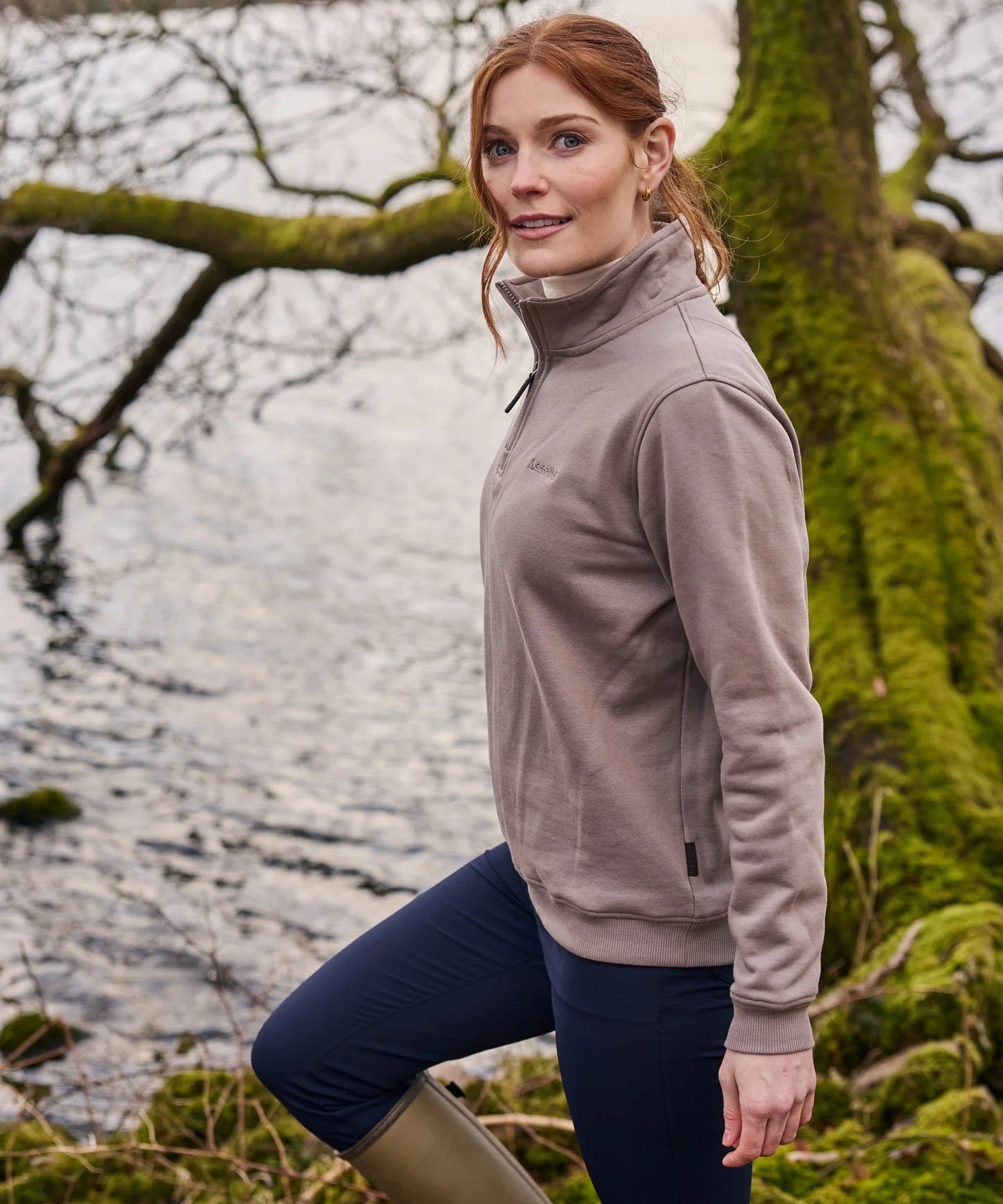 Schoffel Ladies Countrywear, the Sennen Cove Sweatshirt in Mushroom