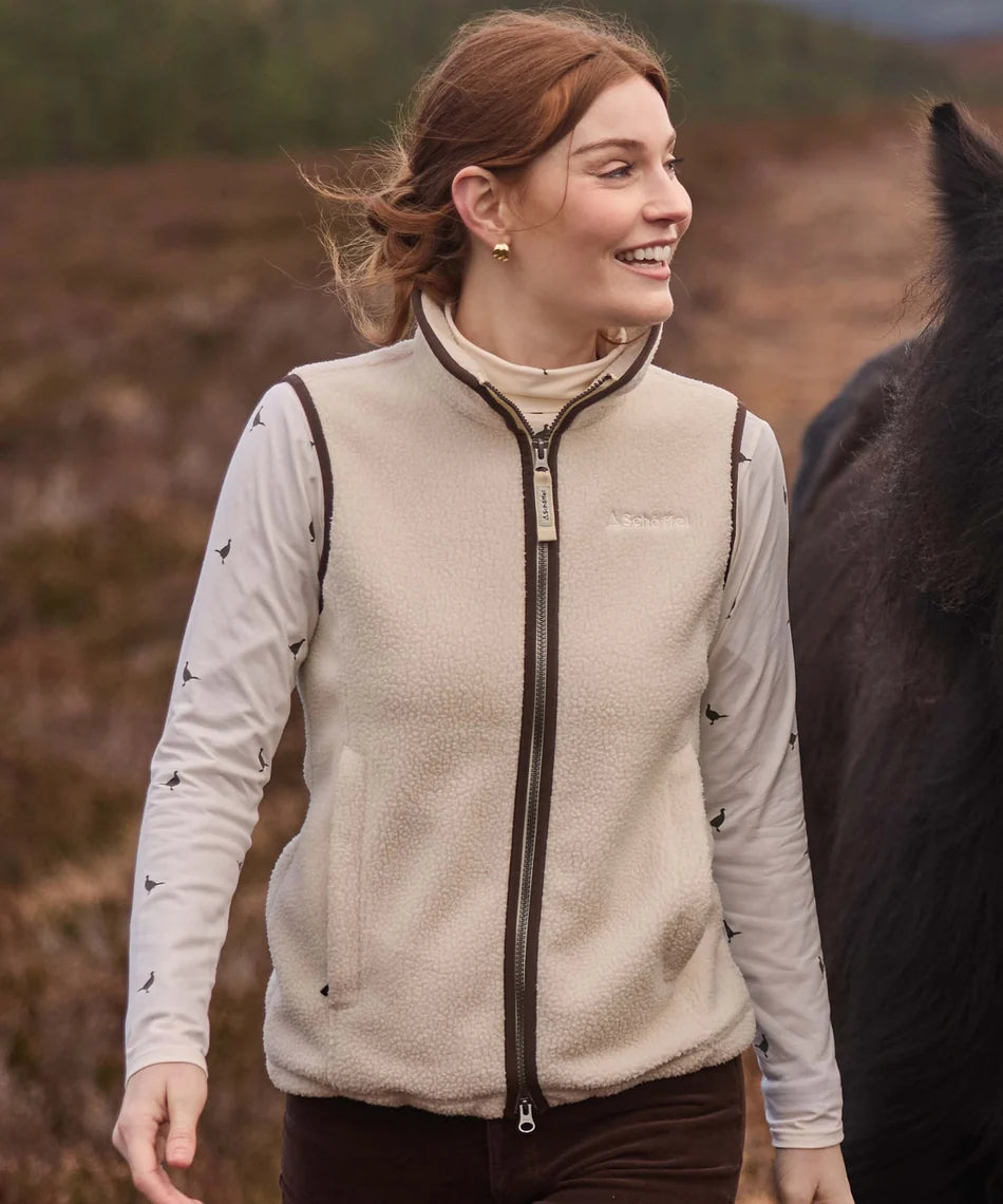 Schöffel, the Lyndon Retro Fleece Gilet in Soft White