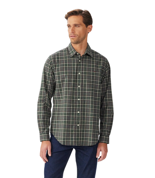 R.M. Williams Lincoln Regular Oxford Shirt in Pine Cream Red