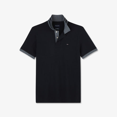 Eden Park Polo Shirts - Black pima cotton polo with contrasting accents