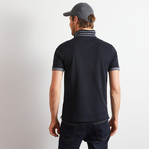 Eden Park Polo Shirts - Black pima cotton polo with contrasting accents