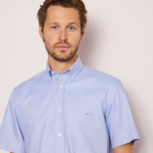 Eden Park Shirts - Short sleeved blue cotton Classic Oxford