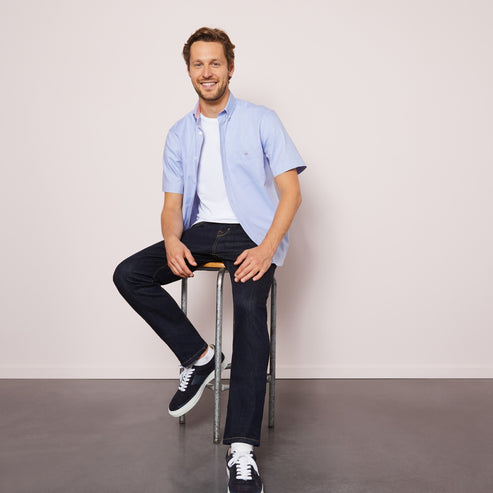 Eden Park Shirts - Short sleeved blue cotton Classic Oxford