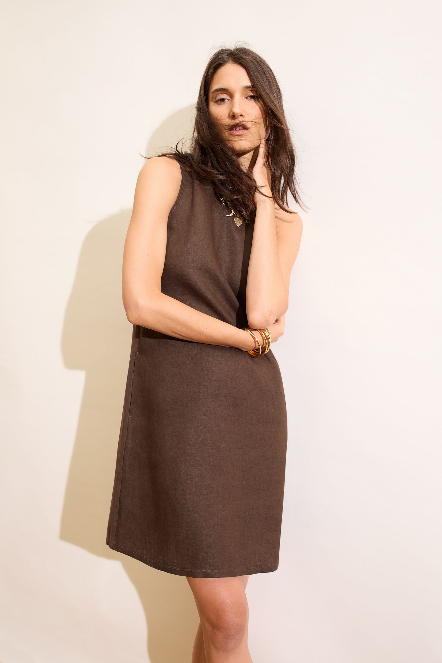 Oui Dress , the Linen patch dress demitasse