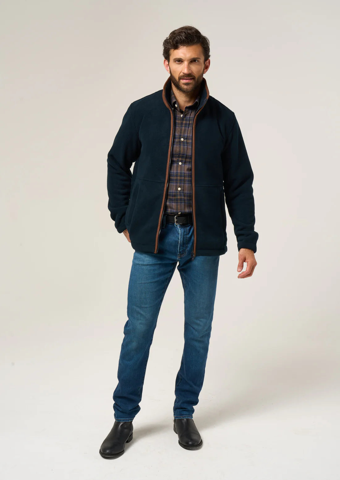 Alan Paine Aylsham Fleece Jacket in Dark Navy