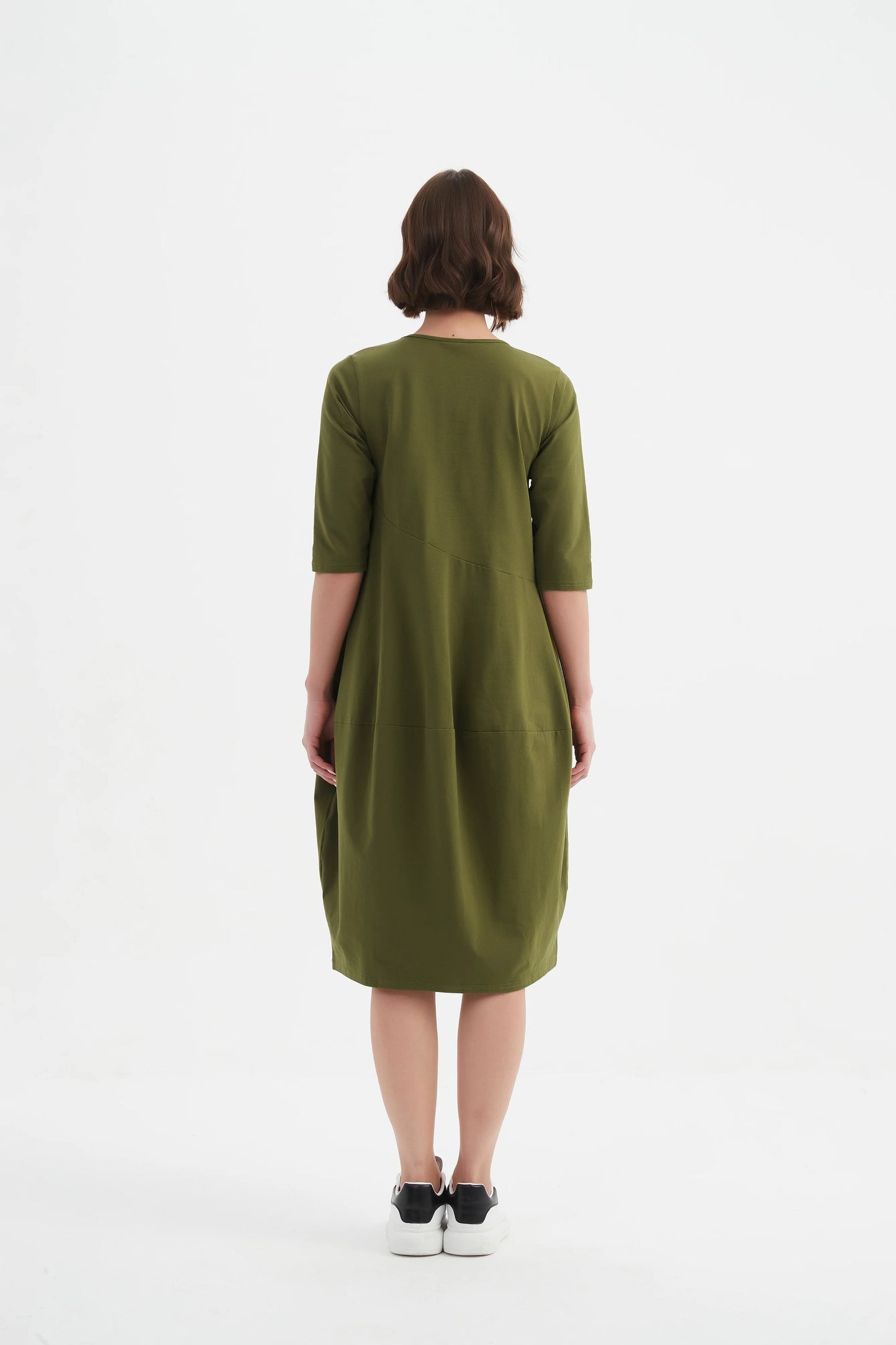 Tirelli Diagonal Seam Winter Dress in Khaki