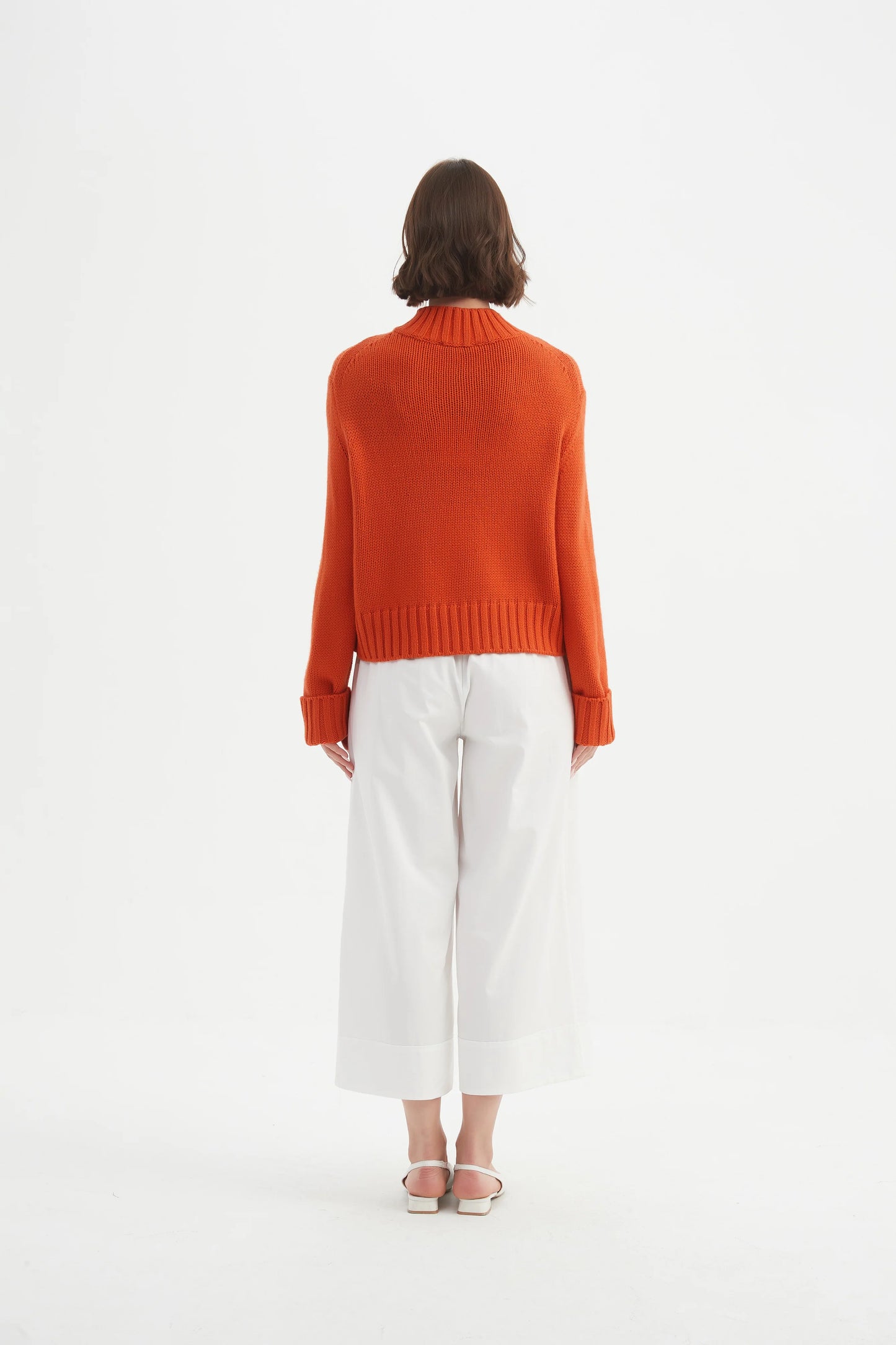 Tirelli Crossover Collar Knit in Blood Orange
