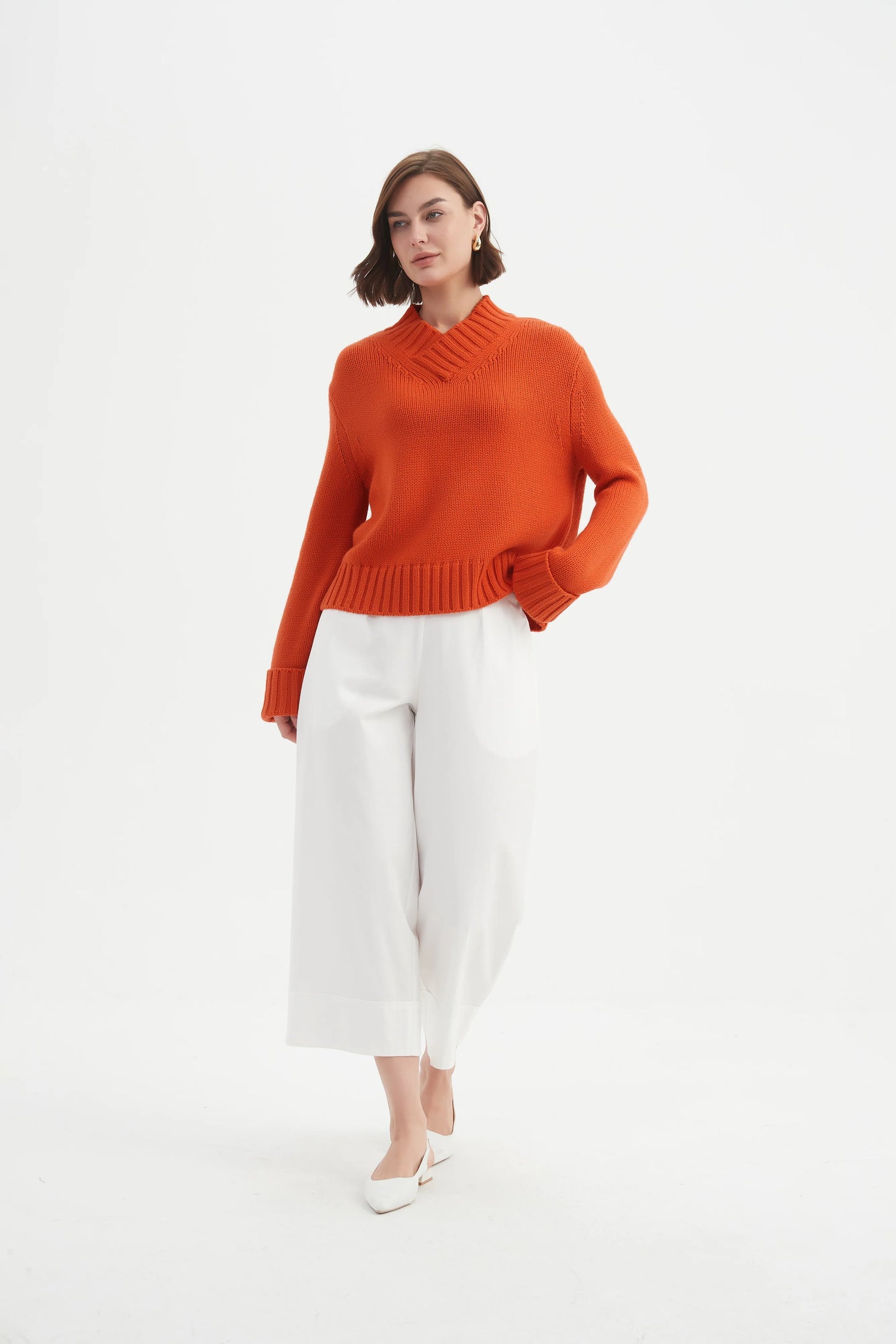 Tirelli Crossover Collar Knit in Blood Orange