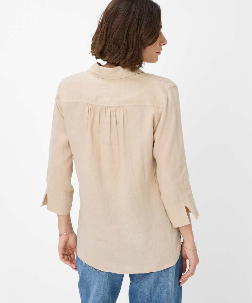 Brax Ladies, Vicki - Linen Stripe Shirts - in Almond - 54