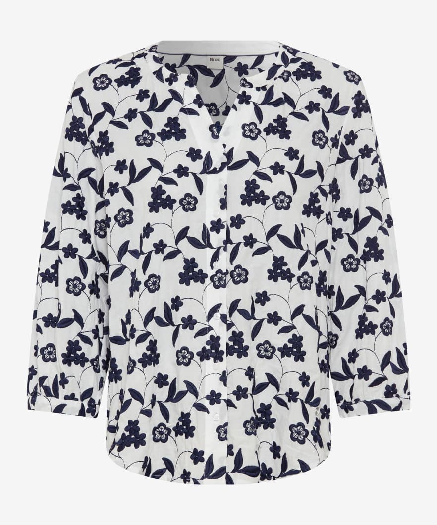 Brax Ladies, Velia - Embroidered Cotton Shirts - in White - 99