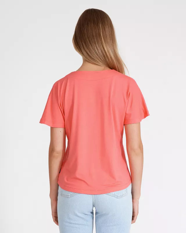 Holebrook Ladies, the Asta V-neck Top in Coral Pink (502 Coral Pink)