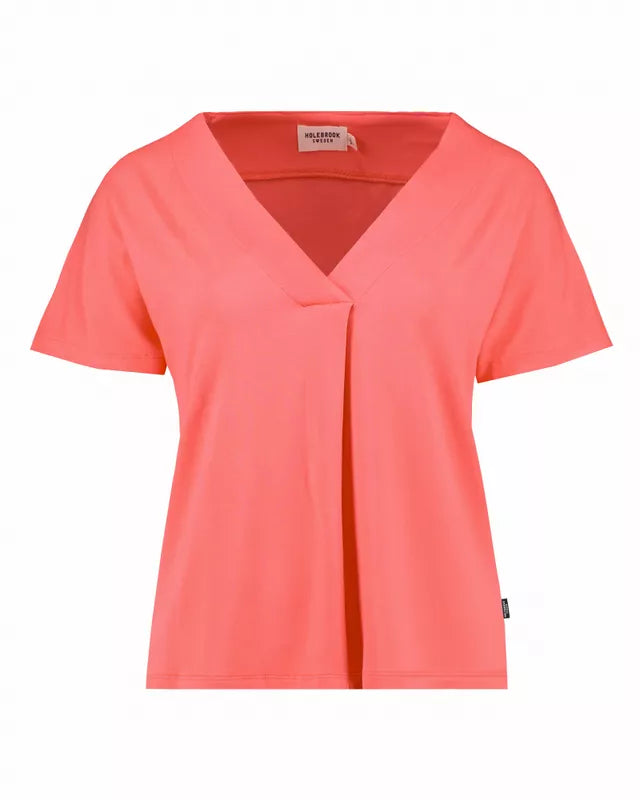 Holebrook Ladies, the Asta V-neck Top in Coral Pink (502 Coral Pink)