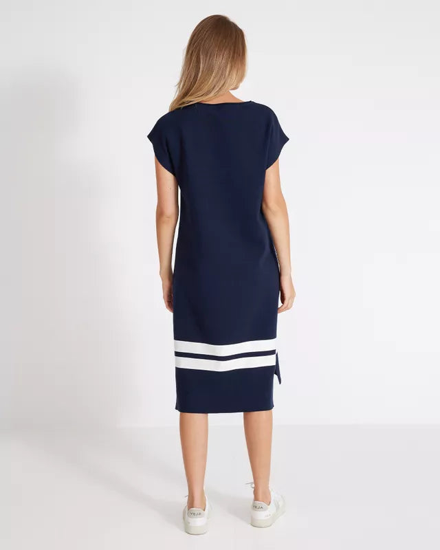 Holebrook Ladies, the Nadja Dress in Navy / Off White (299 Navy / Off White)