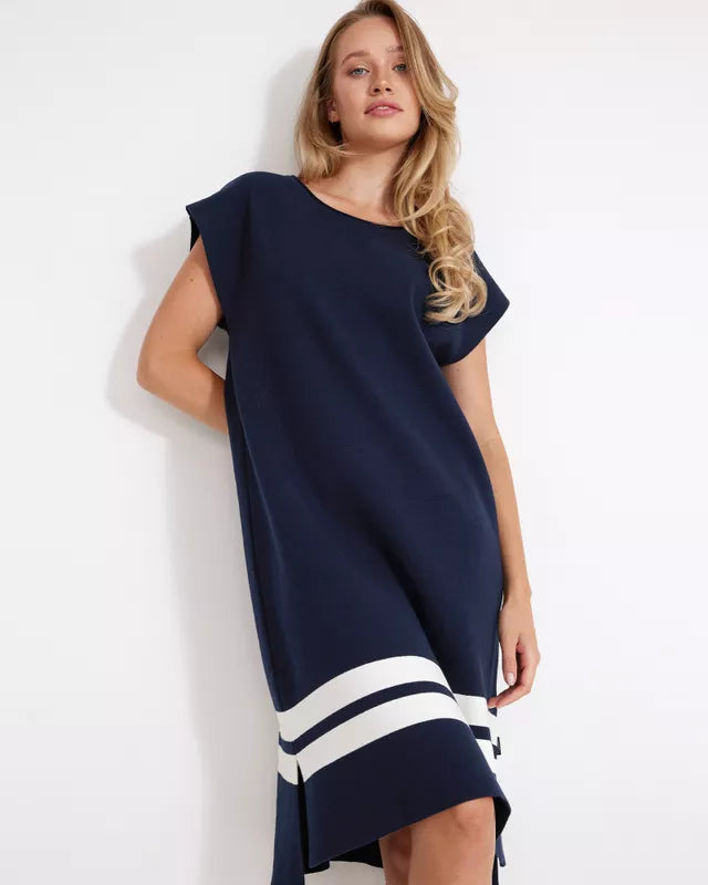 Holebrook Ladies, the Nadja Dress in Navy / Off White (299 Navy / Off White)