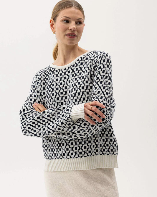 Holebrook Ladies, Victoria Crew, in Off White / Navy