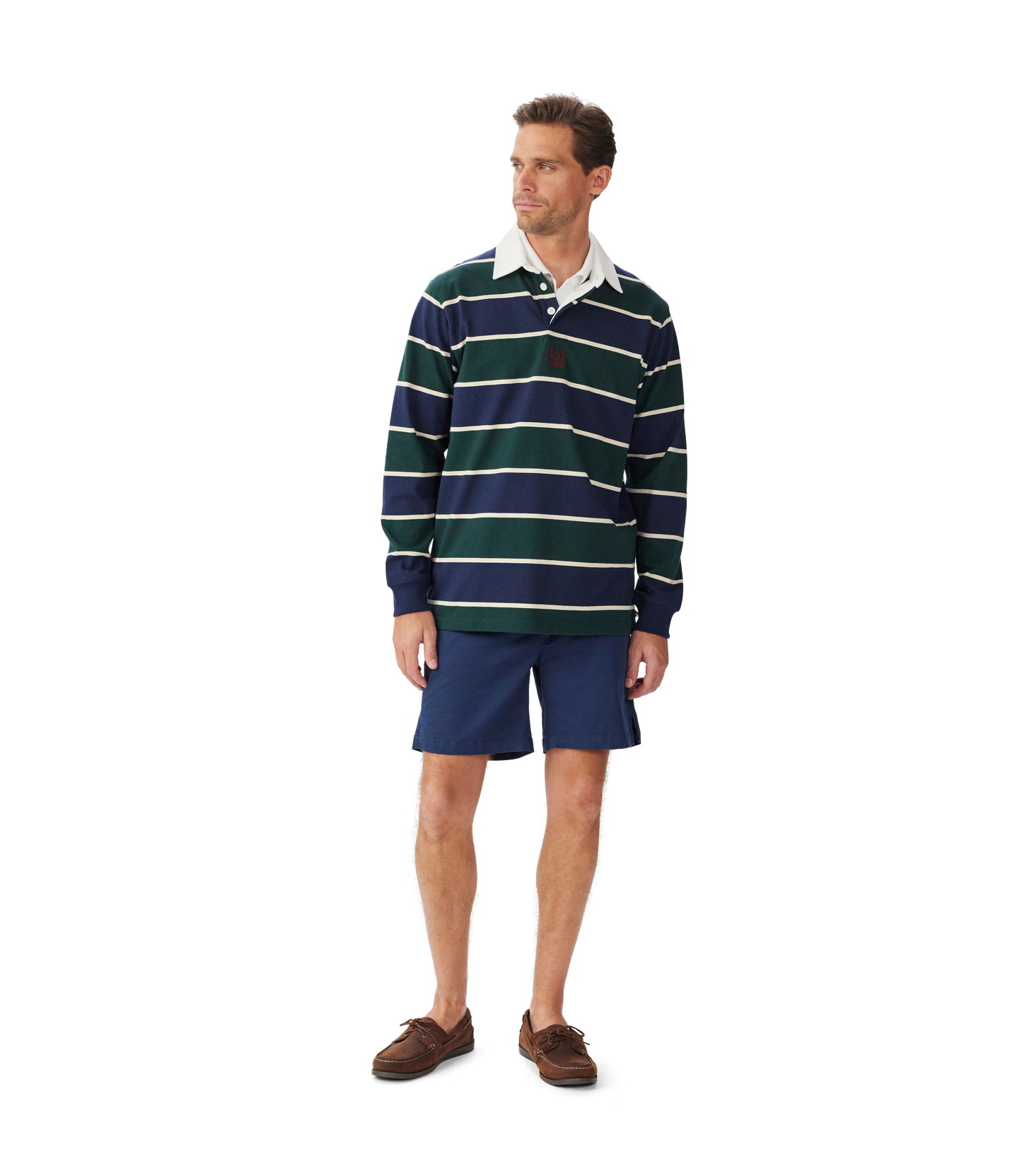 R.M. Williams Bright Rugby in Navy Green Cream