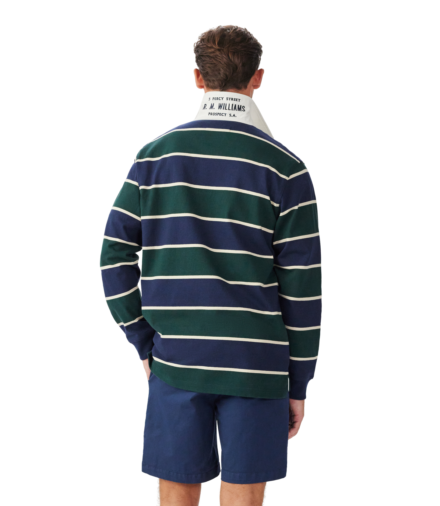 R.M. Williams Bright Rugby in Navy Green Cream