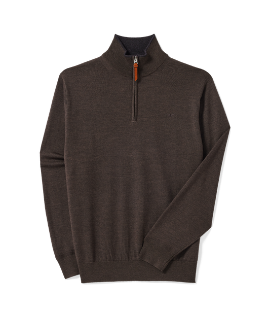 R.M. Williams Ernest 1/4 Zip Merino Knit in Chestnut