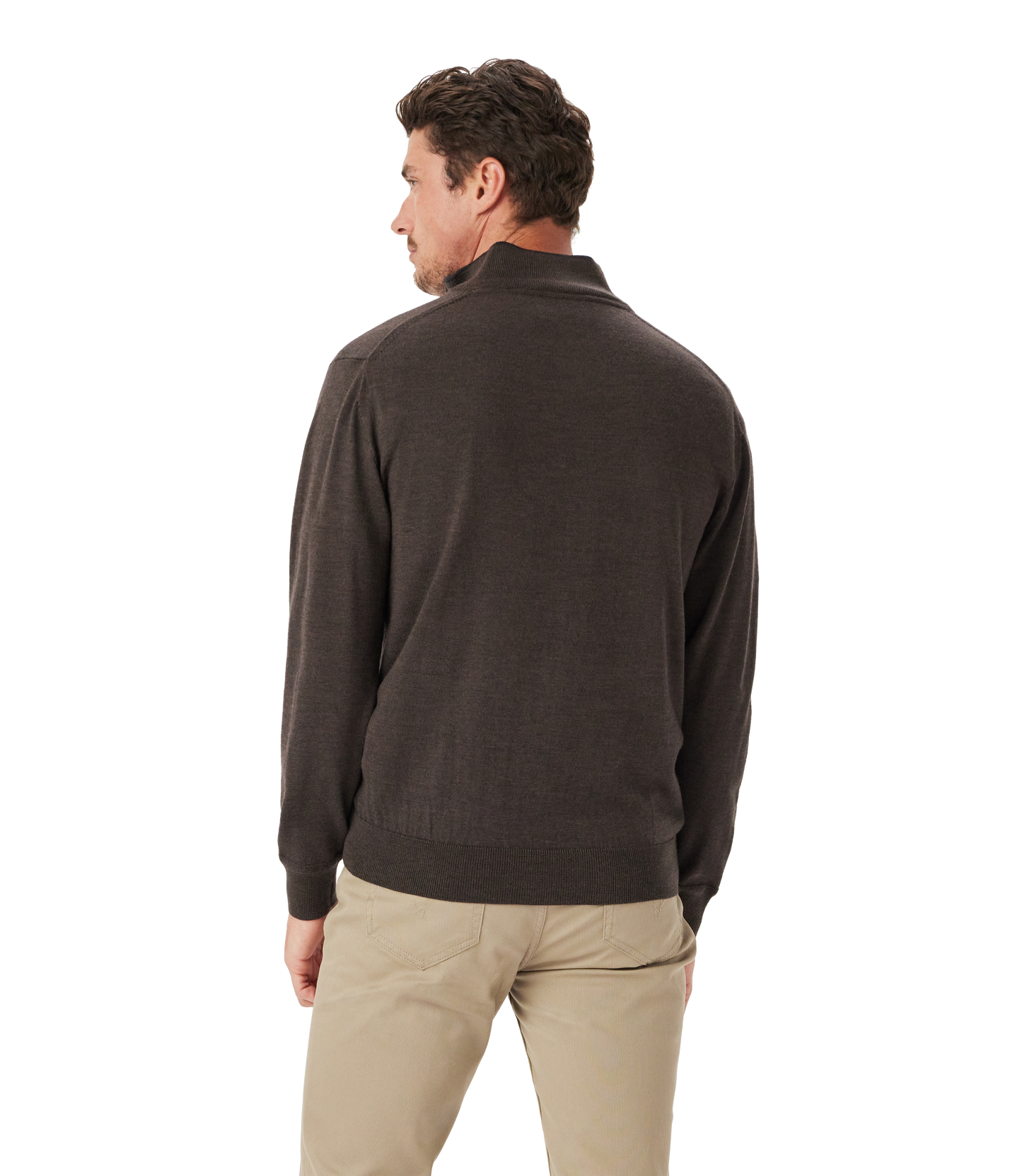 R.M. Williams Ernest 1/4 Zip Merino Knit in Chestnut