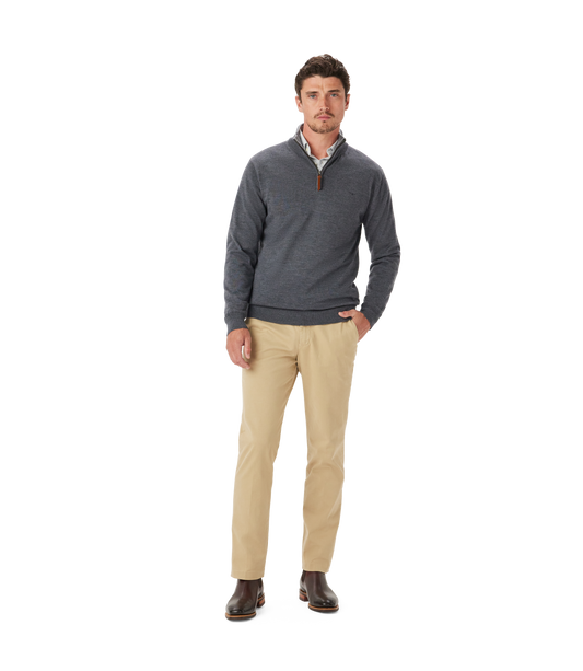 R.M. Williams Ernest 1/4 Zip Merino Knit in Sea Mist