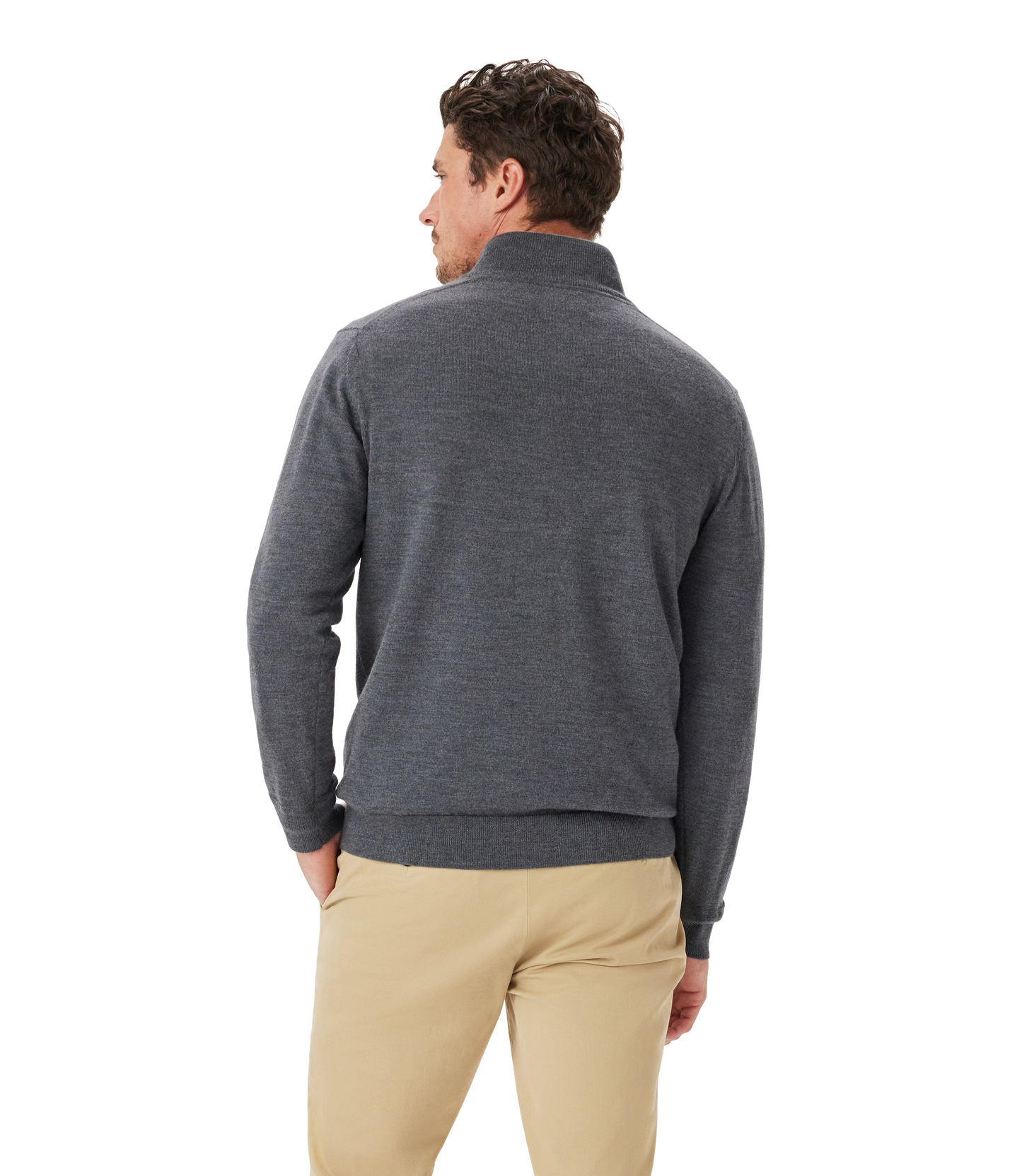 R.M. Williams Ernest 1/4 Zip Merino Knit in Sea Mist