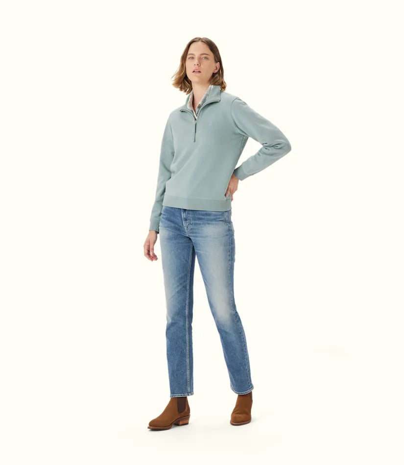 R.M. Williams Ladies, Trickett 1/4 Zip Sweatshirt in Jade