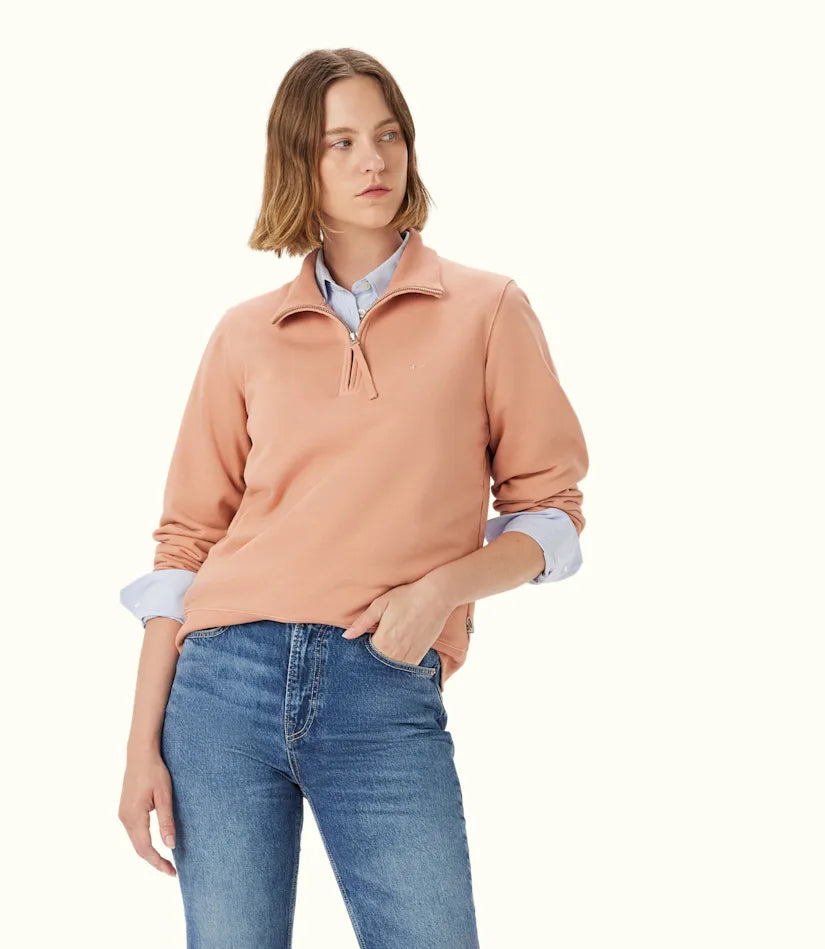 R.M. Williams Ladies, Trickett 1/4 Zip Sweatshirt in Shell PInk
