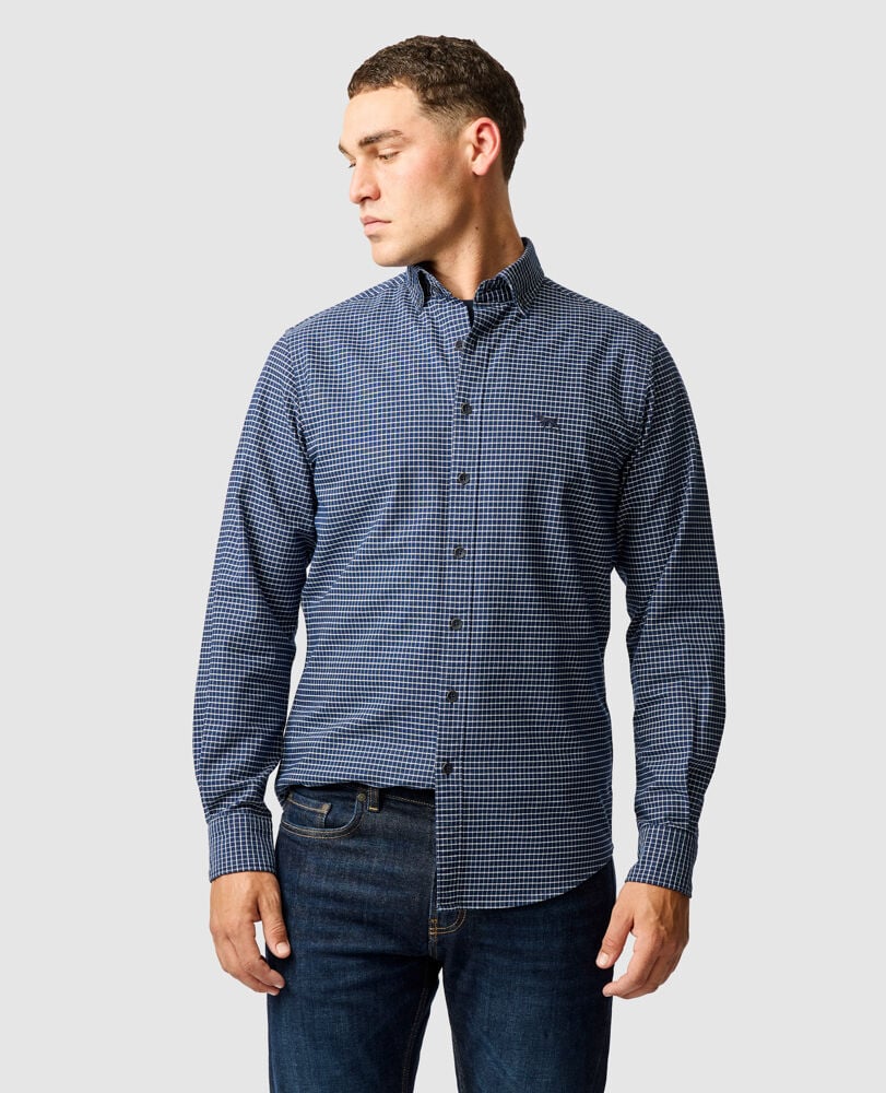 Rodd & Gunn, the Gunn Check Oxford 5 in Midnight