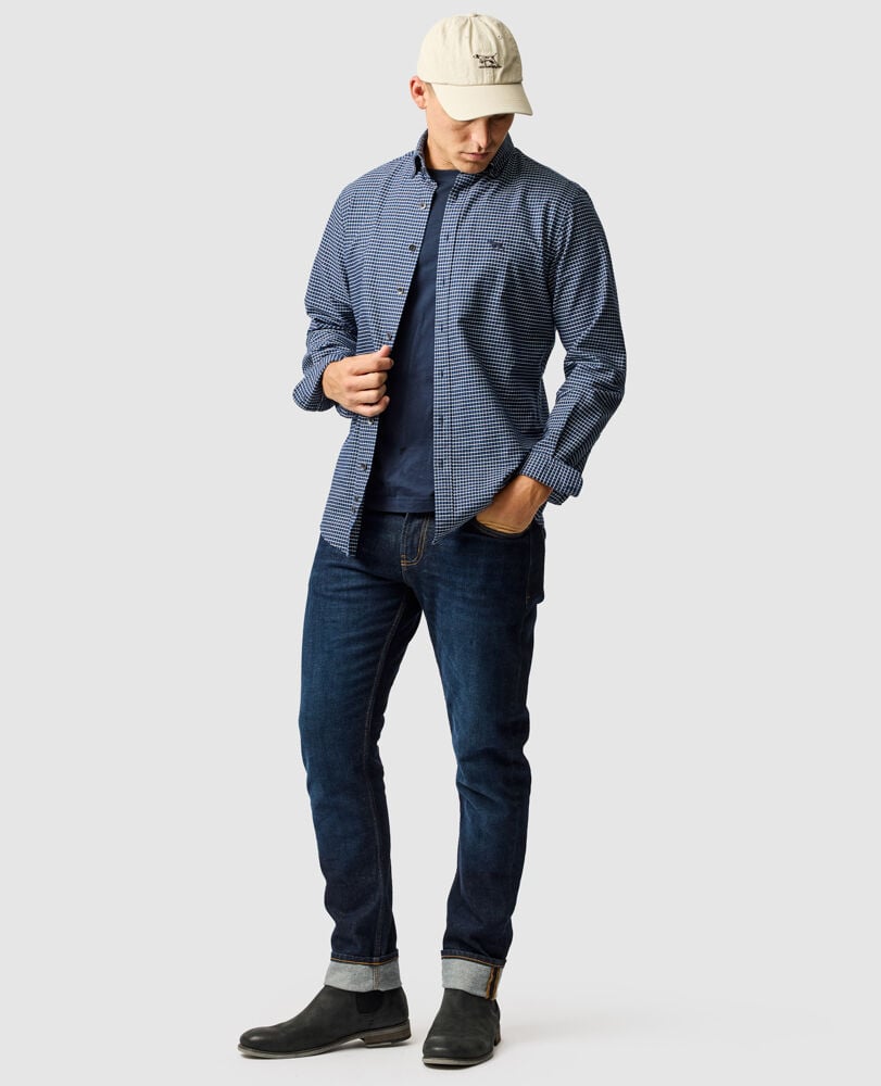 Rodd & Gunn, the Gunn Check Oxford 5 in Midnight