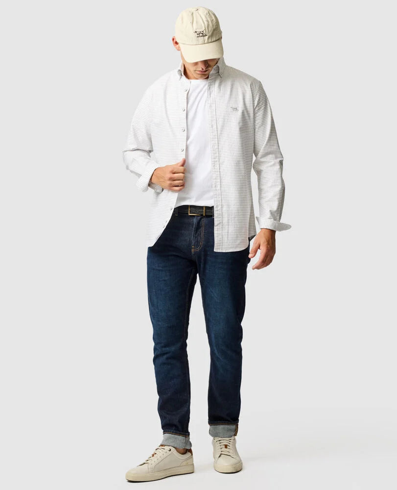 Rodd & Gunn, the Gunn Check Oxford 5 in Pebble