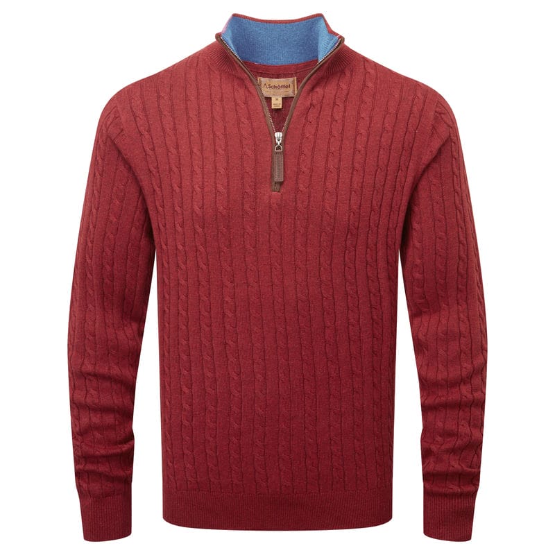 Schoffel, Calton Cotton Cashmere Cable 1/4 Zip Jumper